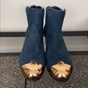 Tory Burch gold toe booties